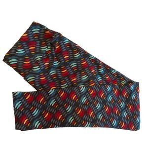 1223 LuLaRoe Size OS Leggings Swish Pattern Gray Red New